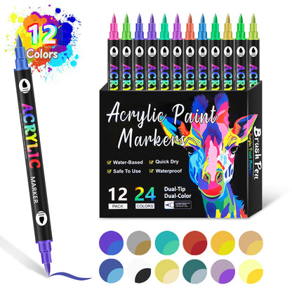 🌈🖌️Dual Tip Acrylic Paint Pen Marker✨🎨