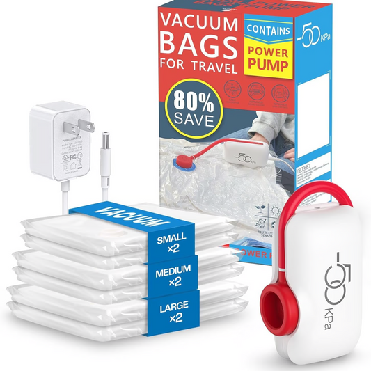 📦🔥50% OFF WHILE STOCKS LAST! 🔥 USB Electric Vacuum Sealer Bags - Save 80% Space, Reusable & Airtight for Food/Travel 🍖✈️