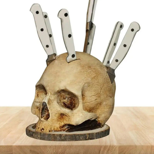 💀Creativo soporte para cuchillos con forma de calavera fabricado en resina🔥🔥