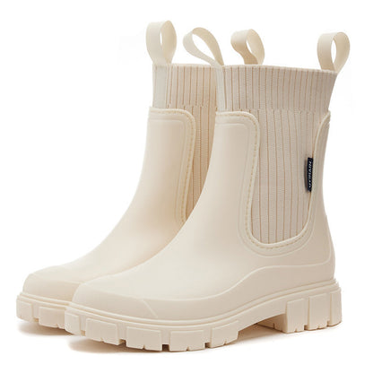 Botas impermeables antideslizantes con suela gruesa hasta la mitad de la pantorrilla