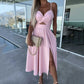 🌴☀️Vestido de tirantes finos con abertura alta para mujer 👗💖