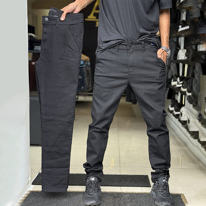 Pantalones casuales de color sólido de corte ajustado para hombre