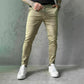 Pantalones casuales de color sólido de corte ajustado para hombre