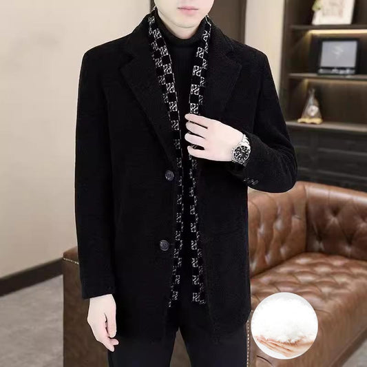 🧥Chaqueta de tweed de invierno con solapa con muescas y forro de plumón de pato blanco para hombre