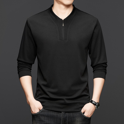 Jersey informal de cuello redondo y media cremallera para hombre