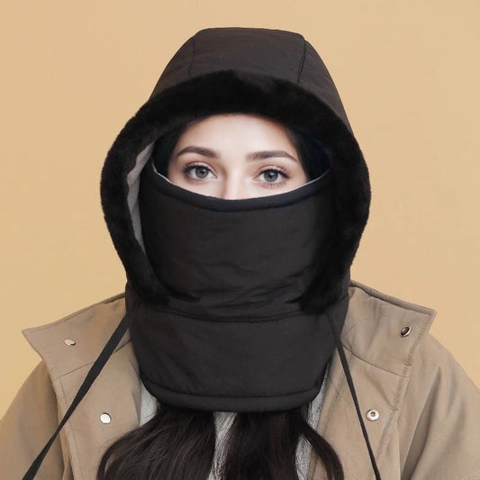 Gorro térmico grueso con forro de felpa y mascarilla para hombre y mujer (50% de descuento)