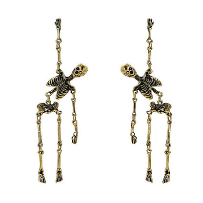 🎅 Preventa de Halloween 🎁 Pendientes largos colgantes con esqueleto articulado