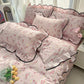 Juego de ropa de cama con ribete ondulado fresco