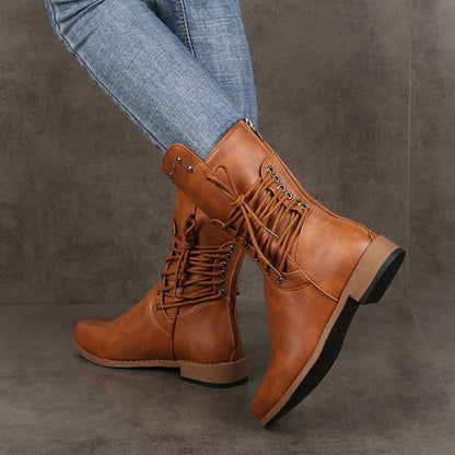 👠Women’s Lace-Up Low-Heel Round Toe Ankle Boots🚀Free Shipping