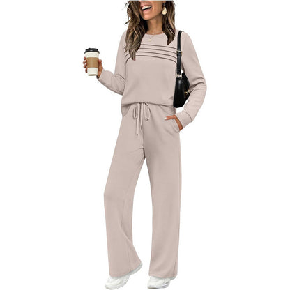 🔥50% OFF✨Women's Crew Neck Top & Drawstring Pants Set