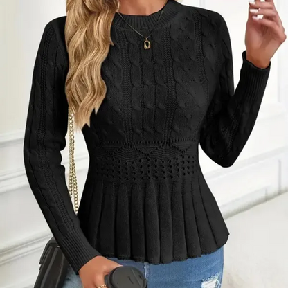 🎅🎁Christmas offer – 50% discount⏳Women's Chunky-Knitted Crew Neck Peplum Sweater🚀Free Shipping